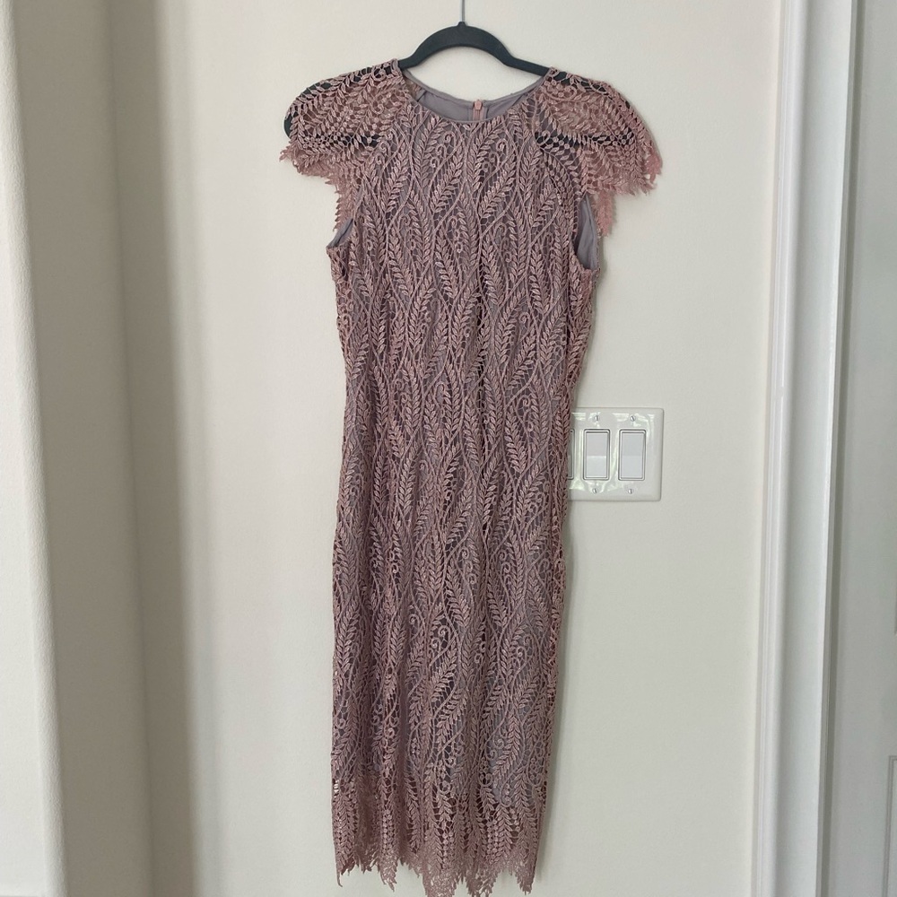 Anthropologie Blush Pink Lace Midi Dress